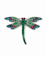Load image into Gallery viewer, Emeralds, Diamond & Enamel Dragonfly Brooch/Pendant