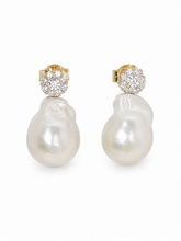 Load image into Gallery viewer, Baroque Pearl & Zirconia Stud Earrings