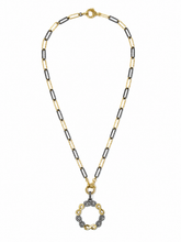 Load image into Gallery viewer, Two-Tone Pavé Diamond Circle Pendant Necklace