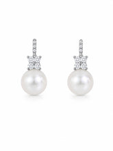 Load image into Gallery viewer, Pearl & Zirconia Stones Drop Earrings