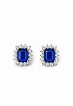 Load image into Gallery viewer, Deep Tanzanite & Diamond Drop Earrings