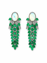 Load image into Gallery viewer, Opal, Emerald & Diamond Chandelier Earrings