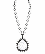 Load image into Gallery viewer, Agate and Diamond Teardrop Pendant Necklace