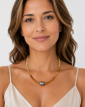 Load image into Gallery viewer, Graduated Citrine & Tahitian Pearl Necklace