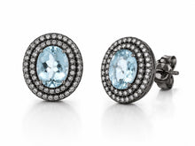 Load image into Gallery viewer, Aquamarine Diamond Stud Earrings
