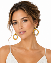 Load image into Gallery viewer, Multi-Shade Citrine & Diamond Hoop Earrings