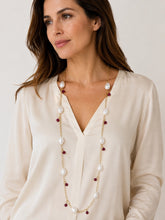 Load image into Gallery viewer, Baroque Pearl & Ruby Long Necklace