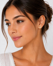 Load image into Gallery viewer, 14K Yellow Gold Pavé Diamond Beetle Stud Earrings