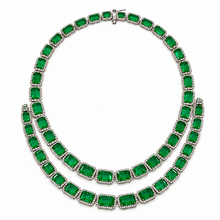 Load image into Gallery viewer, Double-Row Emerald & Diamond Necklace