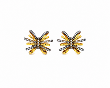 Load image into Gallery viewer, Two-Tone Pavé Diamond Bow Stud Earrings