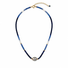 Load image into Gallery viewer, Multishade Blue Sapphire & Tahitian Pearl Necklace