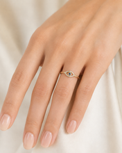 Load image into Gallery viewer, 14K Gold Sapphire Evil Eye Ring