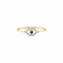 Load image into Gallery viewer, 14K Gold Sapphire Evil Eye Ring