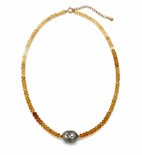 Load image into Gallery viewer, Graduated Citrine & Tahitian Pearl Necklace