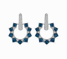 Load image into Gallery viewer, Blue Topaz & Pavé Diamond Statement Earrings