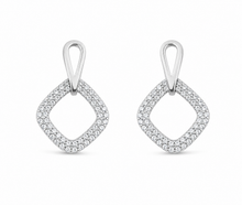 Load image into Gallery viewer, Silver Pavé CZ Drop Earrings