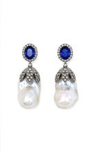 Load image into Gallery viewer, Tanzanite, Diamond & Baroque Pearl Drop Earrings