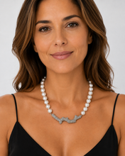 Load image into Gallery viewer, White Pearl & Pavé Diamond Branch Necklace