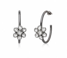 Load image into Gallery viewer, Rose Cut Diamond Flower Hoop Earrings