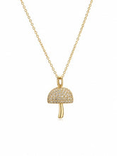 Load image into Gallery viewer, 14K Gold Pavé Diamond Mushroom Necklace