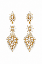 Load image into Gallery viewer, Gold-Filled Pavé CZ Floral Drop Earrings
