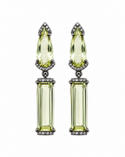 Load image into Gallery viewer, Lemon Topaz & Pavé Diamond Drop Earrings