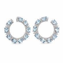 Load image into Gallery viewer, Aquamarine & Diamond Open-Hoop Earrings