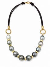 Load image into Gallery viewer, Tahitian Pearl and Leather Necklace