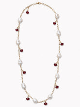Load image into Gallery viewer, Baroque Pearl & Ruby Long Necklace