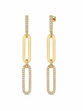 Load image into Gallery viewer, 14K Yellow Gold Paperclip Diamond Earrings