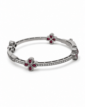 Load image into Gallery viewer, Pavé Diamond & Ruby Four-Flower Bracelet
