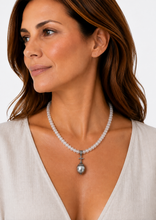 Load image into Gallery viewer, Moonstone, Tahitian Pearl & Pavé Diamond Necklace