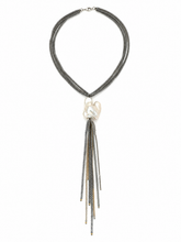 Load image into Gallery viewer, Labradorite, Baroque Pearl & Mixed-Chain Lariat Necklace