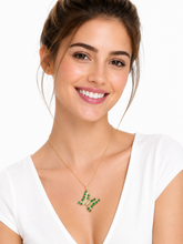 Load image into Gallery viewer, Emerald & Pavé Diamond Butterfly Necklace