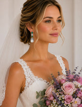 Load image into Gallery viewer, Emerald & Baroque Pearl Drop Earrings