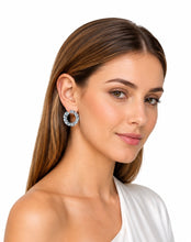 Load image into Gallery viewer, Aquamarine & Diamond Open-Hoop Earrings