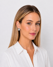 Load image into Gallery viewer, Pavé Diamond & Pearl Floral Stud Earrings