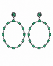 Load image into Gallery viewer, Emerald & Diamond Hoop Earrings