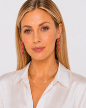 Load image into Gallery viewer, Red Coral & Pavé Diamond Drop Earrings