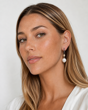 Load image into Gallery viewer, Pearl & Leather Drop Earrings