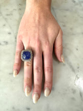 Load image into Gallery viewer, Cushion Tanzanite Cabochon & Diamond Ring