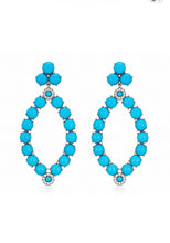 Load image into Gallery viewer, Turquoise & Pave Diamond Statement Earrings