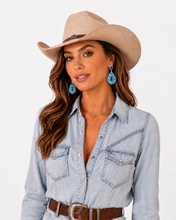 Load image into Gallery viewer, Turquoise, Tanzanite & Diamond Teardrop Earrings