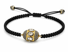 Load image into Gallery viewer, Black Macramé Bracelet with Gold Bead
