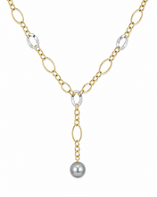 Load image into Gallery viewer, Two-Tone Gold Lariat Necklace with South Sea Pearl
