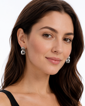 Load image into Gallery viewer, Sterling Silver &amp; Zirconia Half-Hoop Earrings
