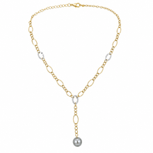 Load image into Gallery viewer, Two-Tone Gold Lariat Necklace with South Sea Pearl
