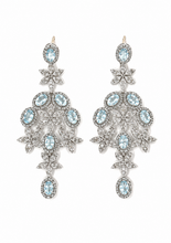 Load image into Gallery viewer, Aquamarien and diamond Chandelier Earrings
