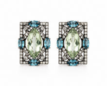 Load image into Gallery viewer, London Blue Topaz  Green Topaz Stud Earrings

