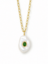 Load image into Gallery viewer, Emerald, Baroque Pearl &amp; Diamond Clasp Necklace
